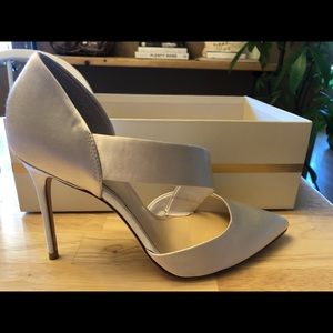 Ivory heels, satin. 4”